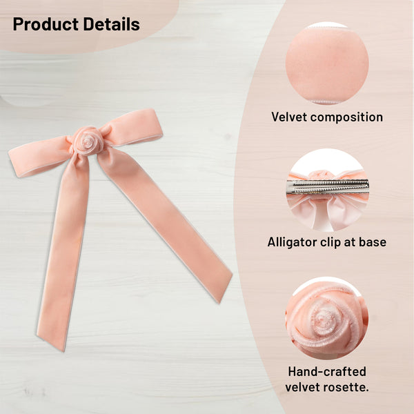 Halo Luxe Rosette Velvet Long Tail Clip - Ballet Slipper