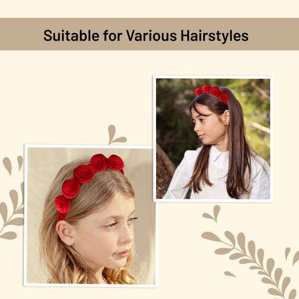 Halo Luxe Rosette Velvet Headband - Red