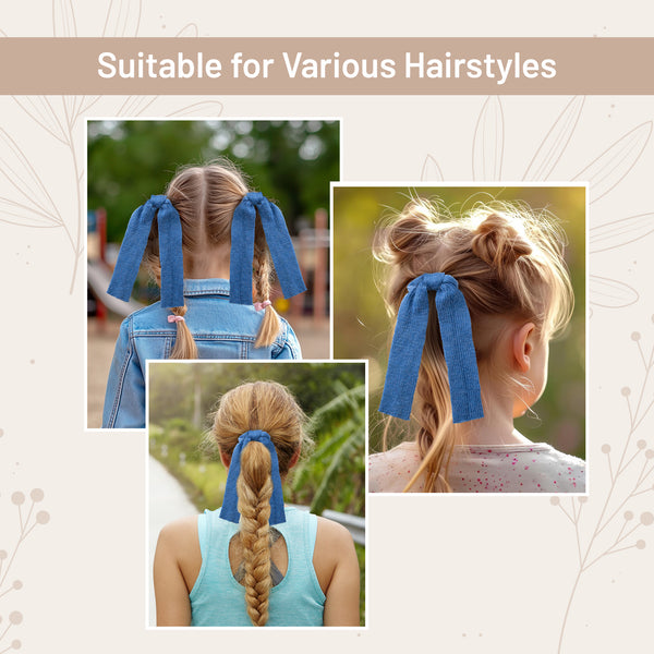 Halo Luxe Avery Ribbed Knit Long Tail Scrunchie - Cobalt