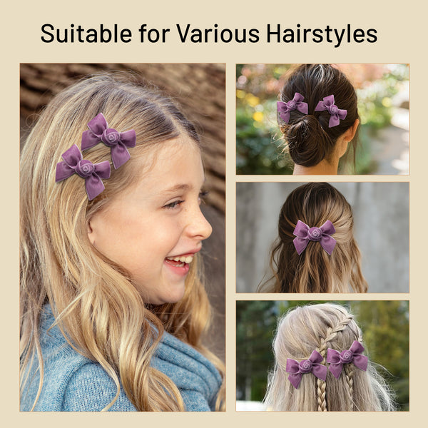 Halo Luxe Rosette Velvet Double Clip Set - Lavender