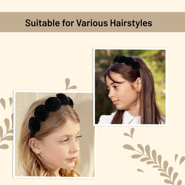 Halo Luxe Rosette Velvet Headband - Black