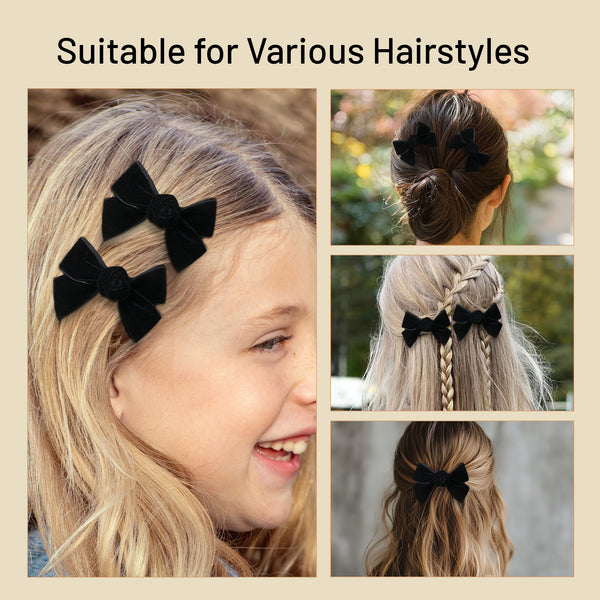 Halo Luxe Rosette Velvet Double Clip Set - Black