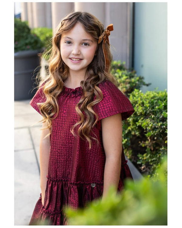 Halo Luxe Rosette Velvet Long Tail Clip - Caramel