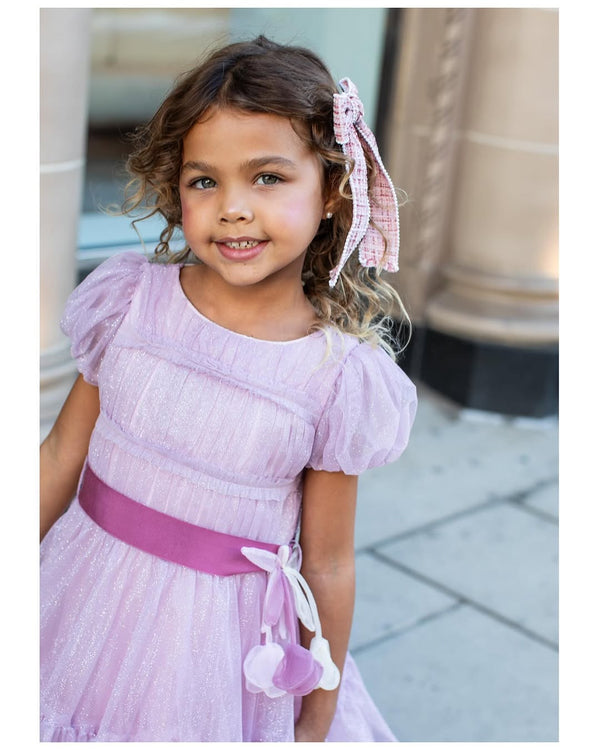 Halo Luxe Estella Tweed Pearl Trimmed Long Tail Clip - Lavender