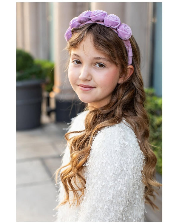 Halo Luxe Rosette Velvet Headband - Lavender