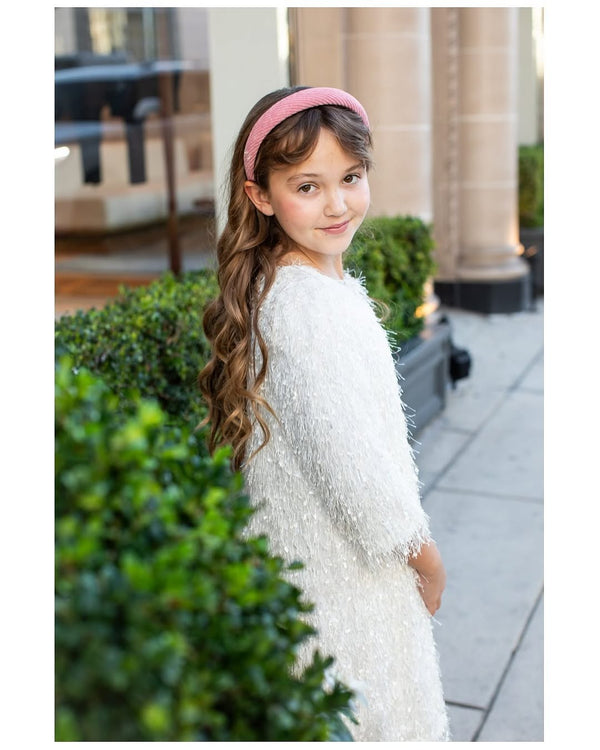 Halo Luxe Mia Corduroy Signature Bow Logo Headband - Mauve