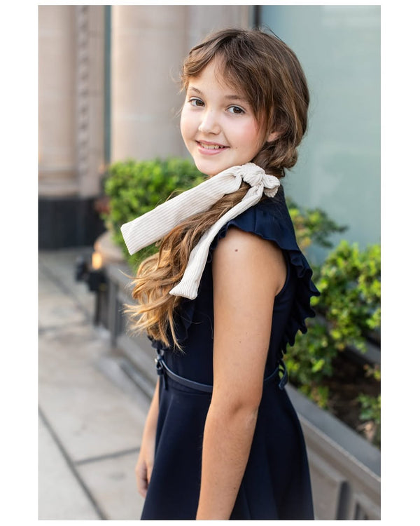 Halo Luxe Avery Ribbed Knit Long Tail Scrunchie - Ivory