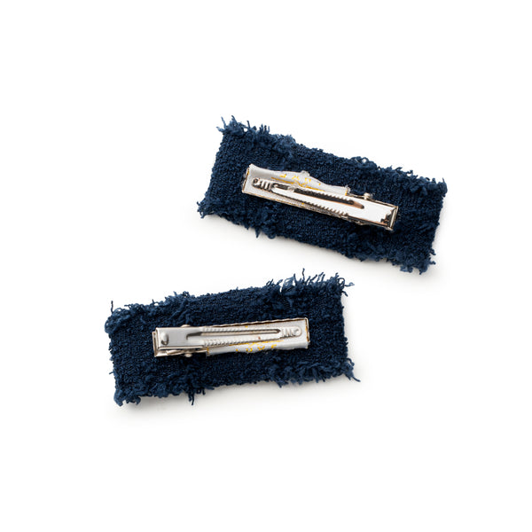 Halo Luxe Amara Deconstructed Woolen Double Clip - Navy