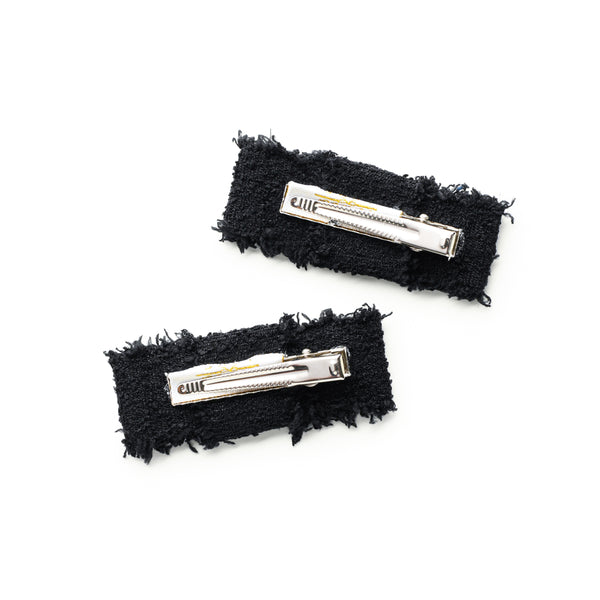 Halo Luxe Amara Deconstructed Woolen Double Clip - Black