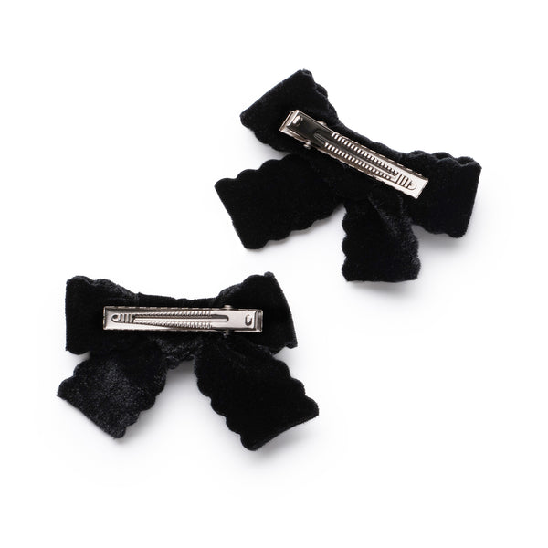 Halo Luxe Ava Scalloped Velvet Double Clip Set - Black
