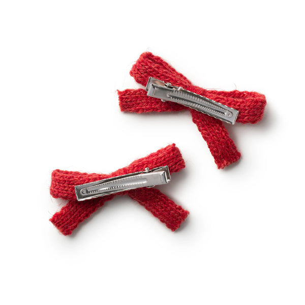 Halo Luxe Avery Ribbed Knit Double Clip Set - Red