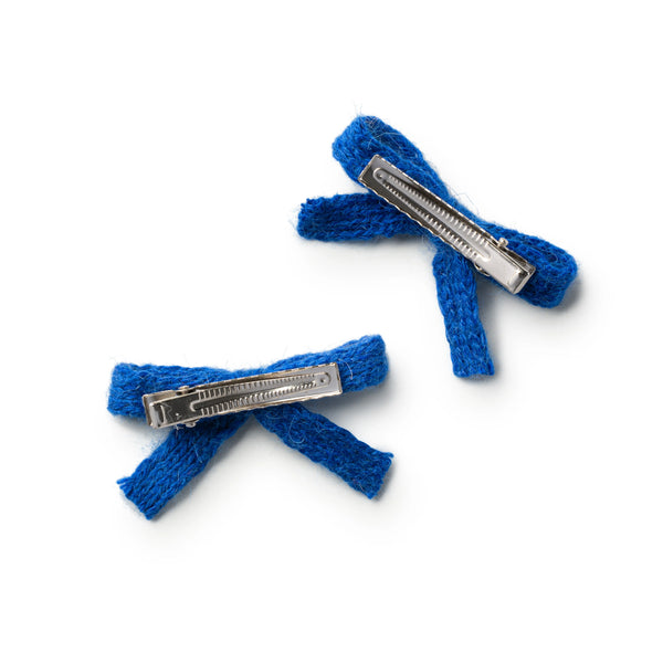 Halo Luxe Avery Ribbed Knit Double Clip Set - Cobalt