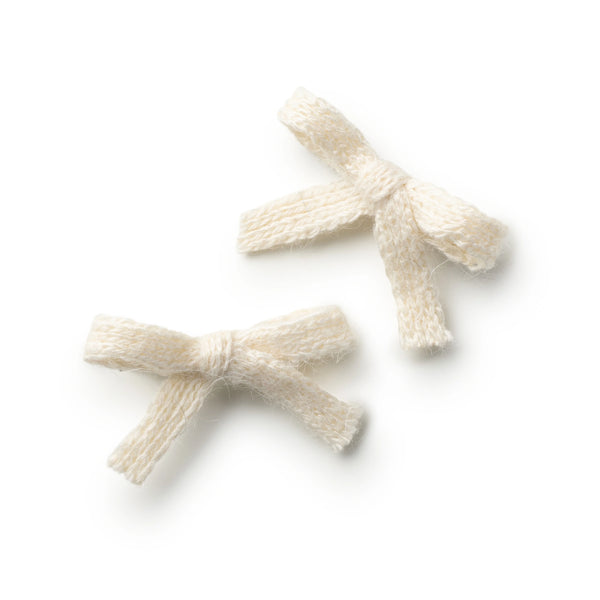 Halo Luxe Avery Ribbed Knit Double Clip Set - Ivory