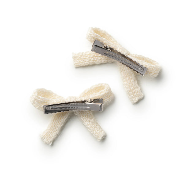 Halo Luxe Avery Ribbed Knit Double Clip Set - Ivory