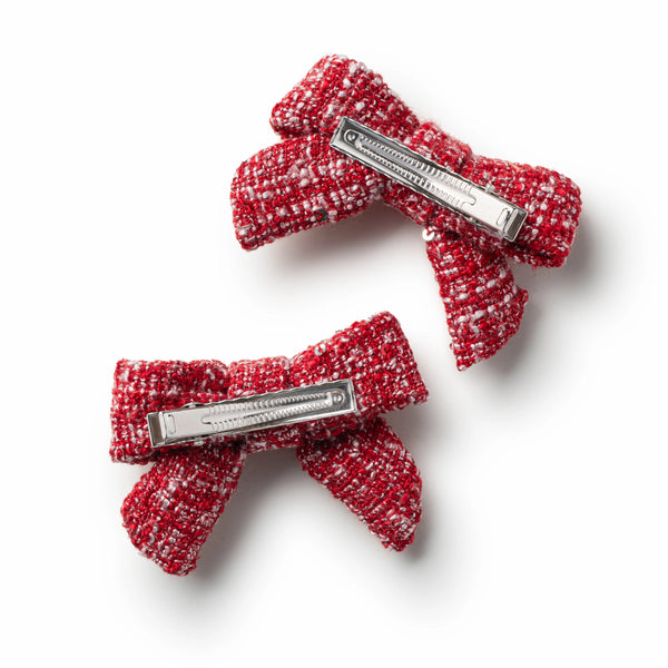 Halo Luxe Clara Tweed Double Clip Set - Red