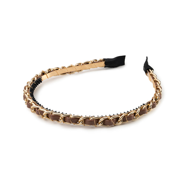 Halo Luxe Coco Gold Chain Headband - Chocolate