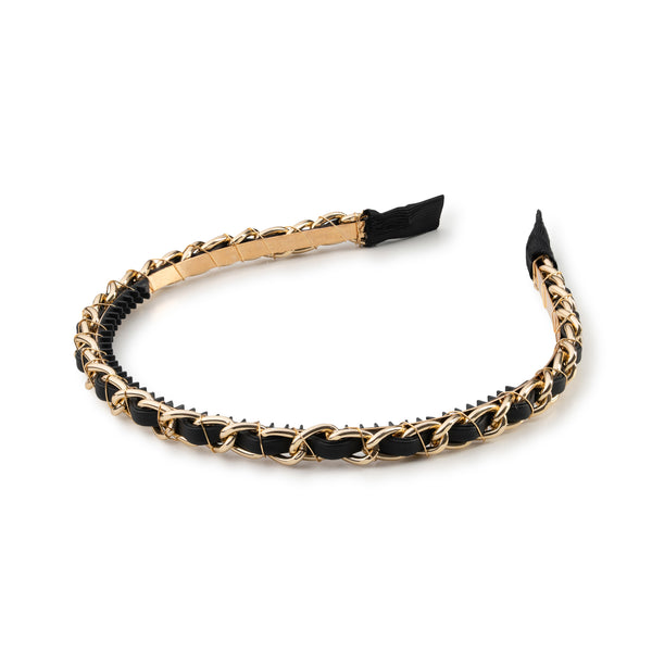 Halo Luxe Coco Gold Chain Headband - Black