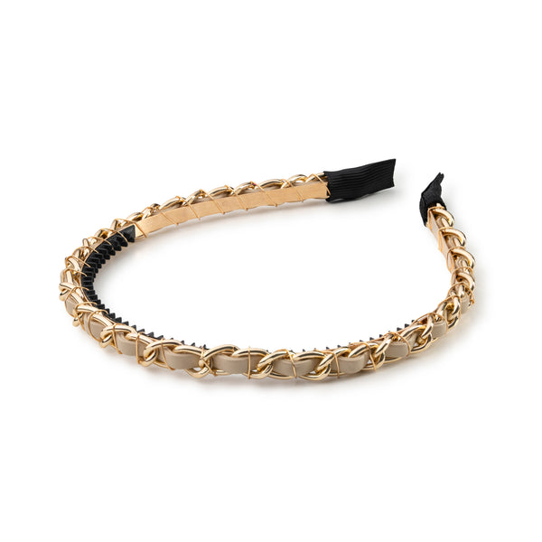 Halo Luxe Coco Gold Chain Headband - Oatmeal