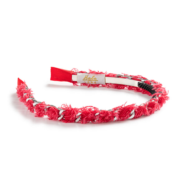 Coco Silver Chain Headband - Red Denim