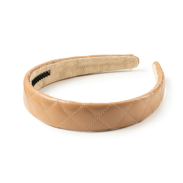Halo Luxe Ella Quilted Leather Headband - Mocha