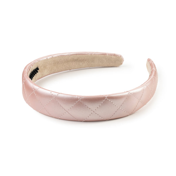 Halo Luxe Ella Quilted Leather Headband - Rose Shimmer