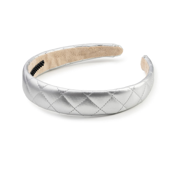 Halo Luxe Ella Quilted Leather Headband - Silver
