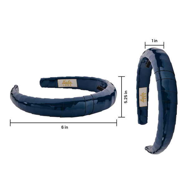 Halo Luxe Taffy Patent Leather Padded Wrapped Headband - Navy