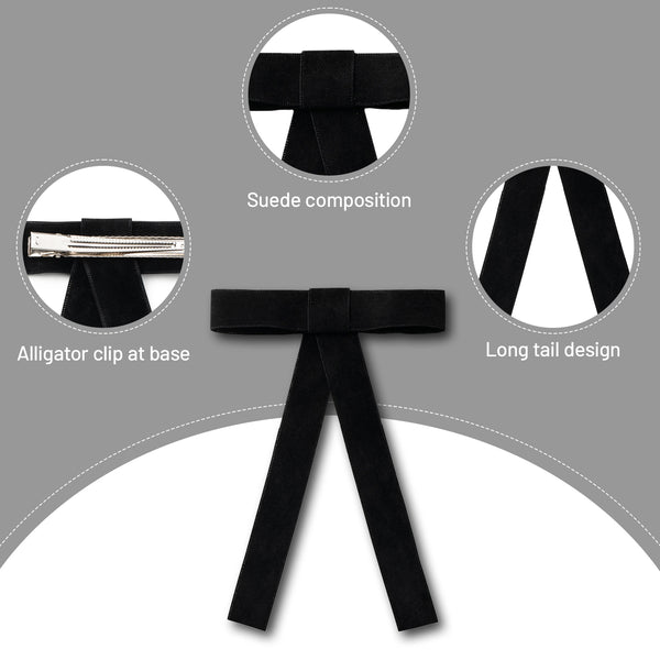 Halo Luxe Scarlett Suede Long Tail Clip - Black
