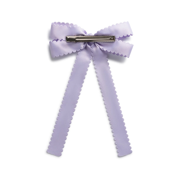 Halo Luxe Gumdrop Scalloped Satin Bow Clip - Lavender