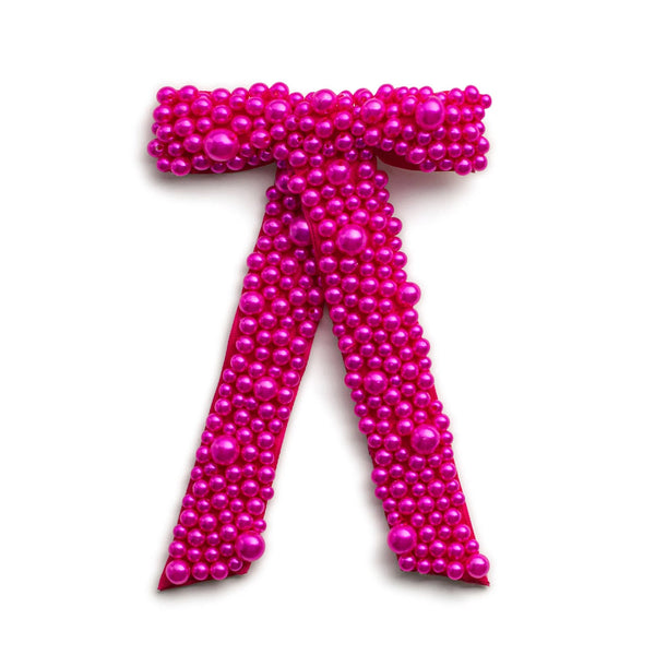 Halo Luxe Becca Pearl Bow Clip - Hot Pink