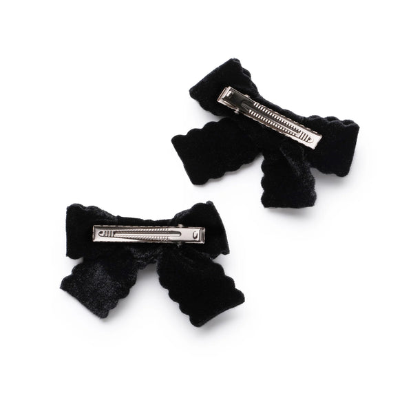 Halo Luxe Ava Scalloped Velvet Double Clip Set - Black