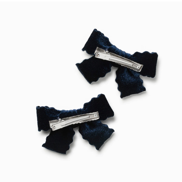 Halo Luxe Ava Scalloped Velvet Double Clip Set - Navy
