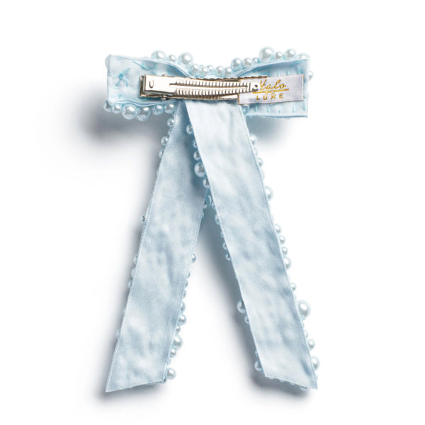 Halo Luxe Becca Pearl Bow Clip - Powder Blue
