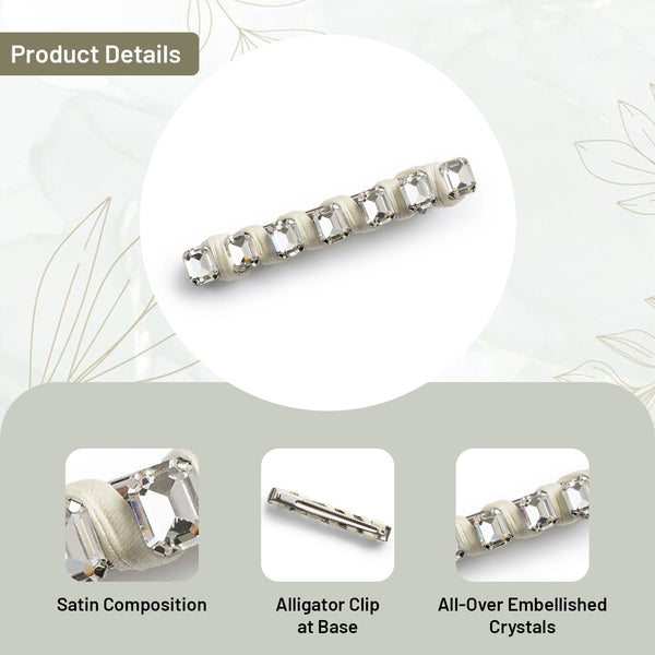Halo Luxe Crystal Satin Clip - Ivory