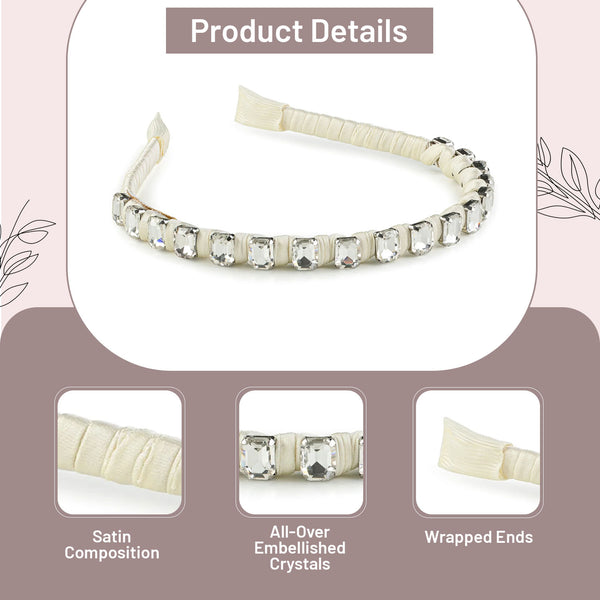Halo Luxe Crystal Satin Headband - Ivory