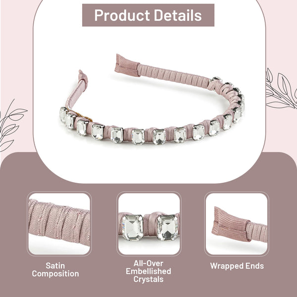 Halo Luxe Crystal Satin Headband - Mauve