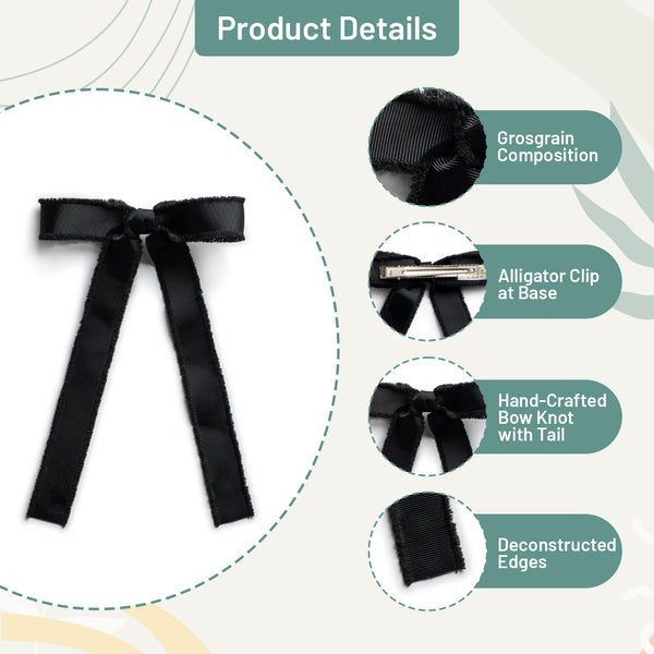 Halo Luxe Dahlia Deconstructed Grosgrain Ribbon Long Tail Clip - Black