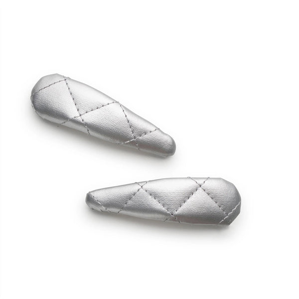 Halo Luxe Ella Quilted Leather Double Clip Set - Silver