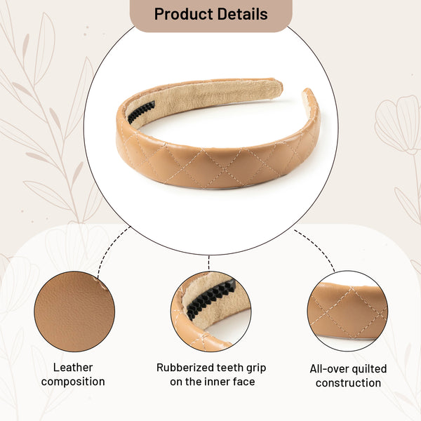 Halo Luxe Ella Quilted Leather Headband - Mocha