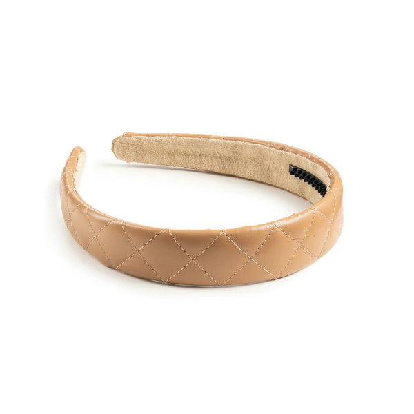 Halo Luxe Ella Quilted Leather Headband - Mocha