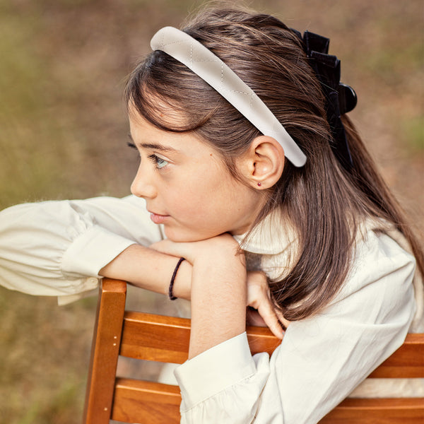 Halo Luxe Ella Quilted Leather Headband - Oatmeal