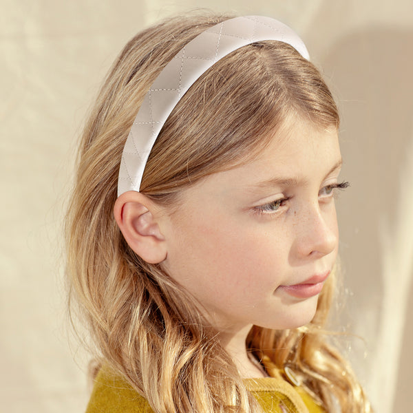 Halo Luxe Ella Quilted Leather Headband - Oatmeal