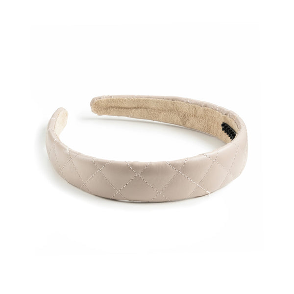 Halo Luxe Ella Quilted Leather Headband - Oatmeal