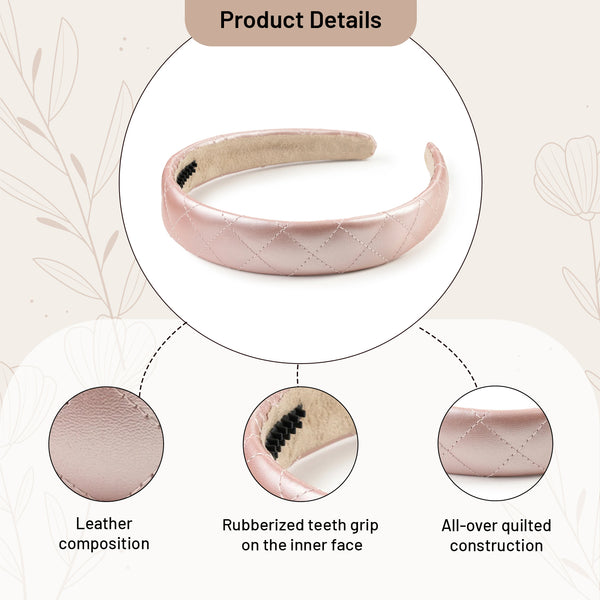 Halo Luxe Ella Quilted Leather Headband - Rose Shimmer