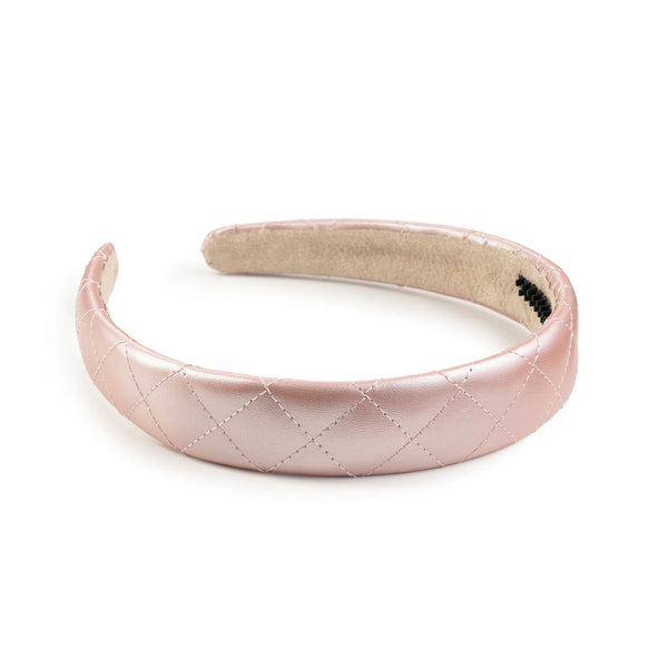 Halo Luxe Ella Quilted Leather Headband - Rose Shimmer