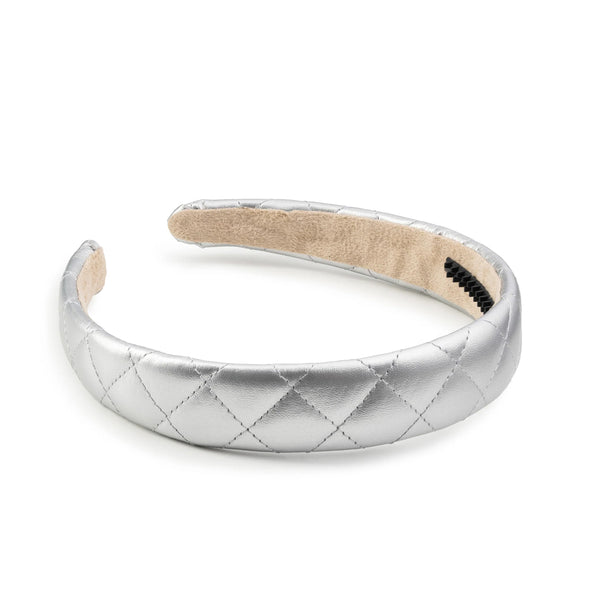 Halo Luxe Ella Quilted Leather Headband - Silver