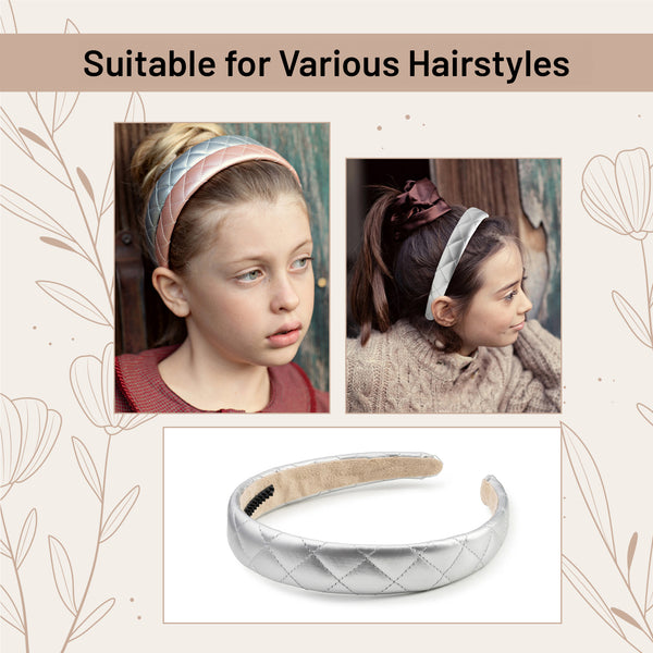 Halo Luxe Ella Quilted Leather Headband - Silver