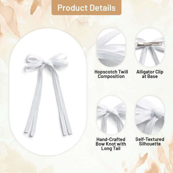 Halo Luxe Hopscotch Twill Long Tail Clip - White