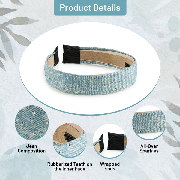 Halo Luxe Jean Embellished Headband Light - Light Jean Wash
