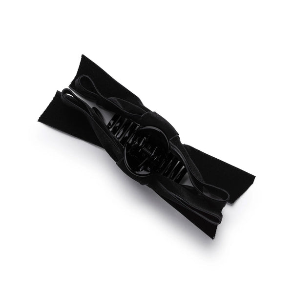 Halo Luxe Laura Velvet Bow Large Claw Clip - Black
